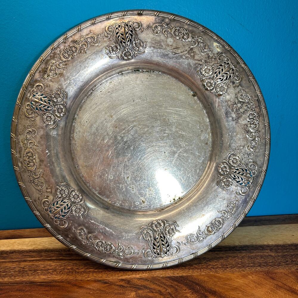 Ardsley Tudor Plate Oneida Community 11" Serving Platter Pierced Floral Vintage